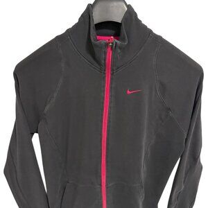 Nike Dri Fit Track Jacket Womens Size XL Full Zip Mock Neck Black Pink